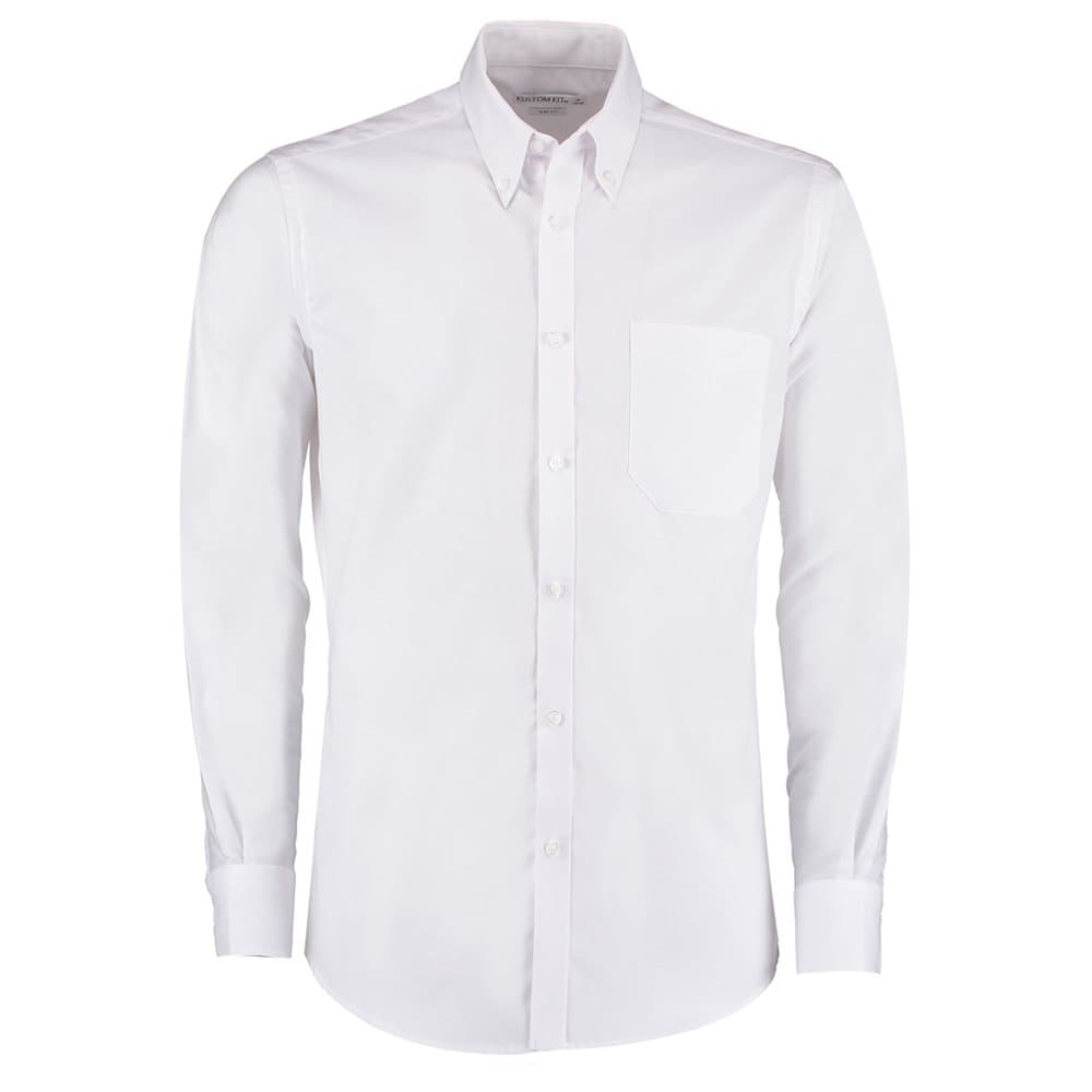 Kustom Kit Mens Slim Fit Stretch Long Sleeve Oxford Shirt