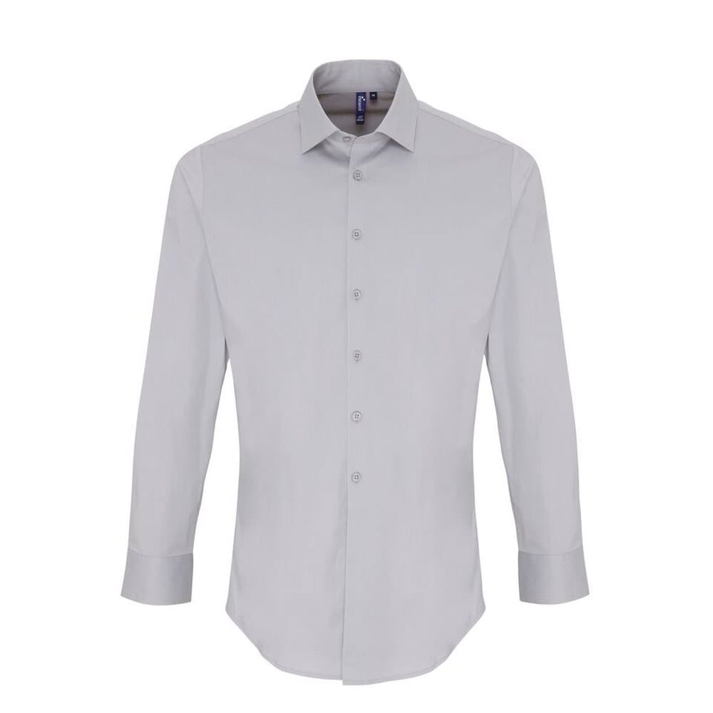Premier Herrlinje Stretch Fit Poplin långärmad skjorta