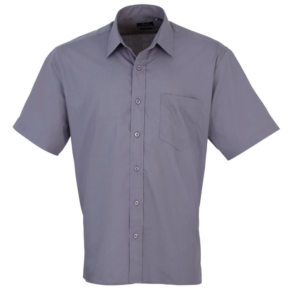 Premier Mens Short Sleeve Formal Poplin Plain Work Shirt