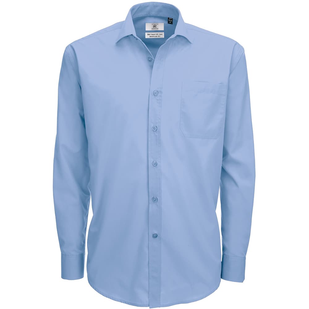 B&C Mens Smart Långärmad Poplin-skjorta / Herrtröjor