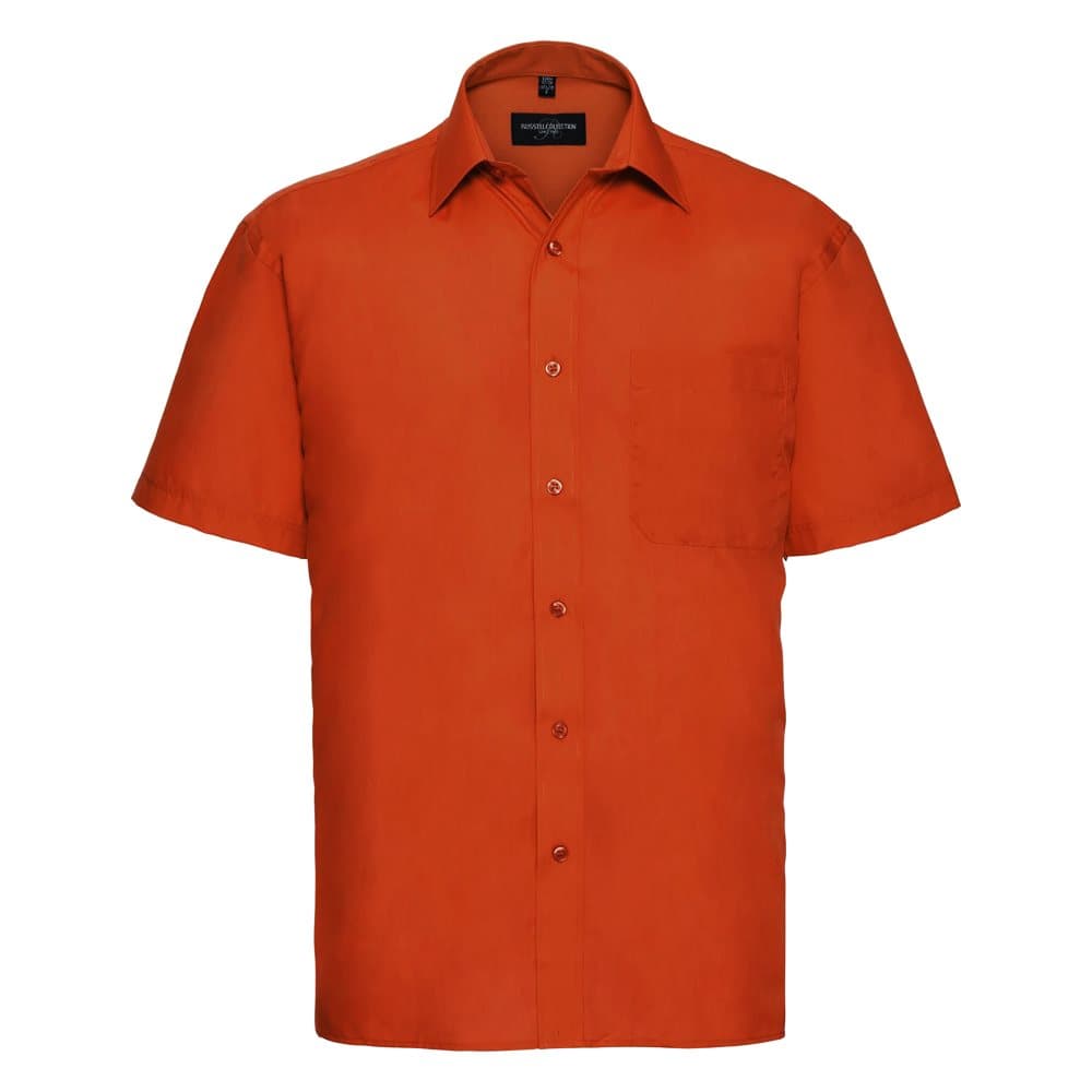 Russell Collection Mens Short Sleeve Poly-Cotton Easy Care Poplin Shirt