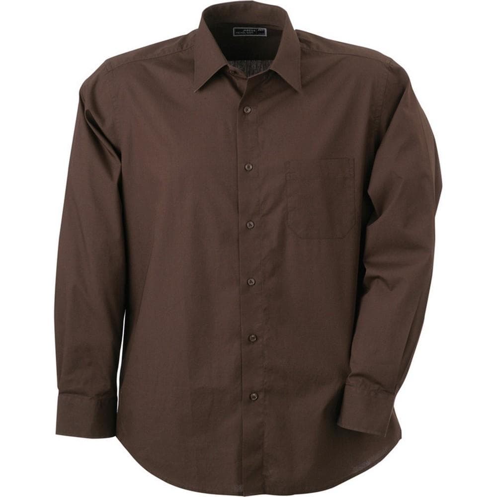 James and Nicholson Mens Classic Fit Long Sleeved Shirt
