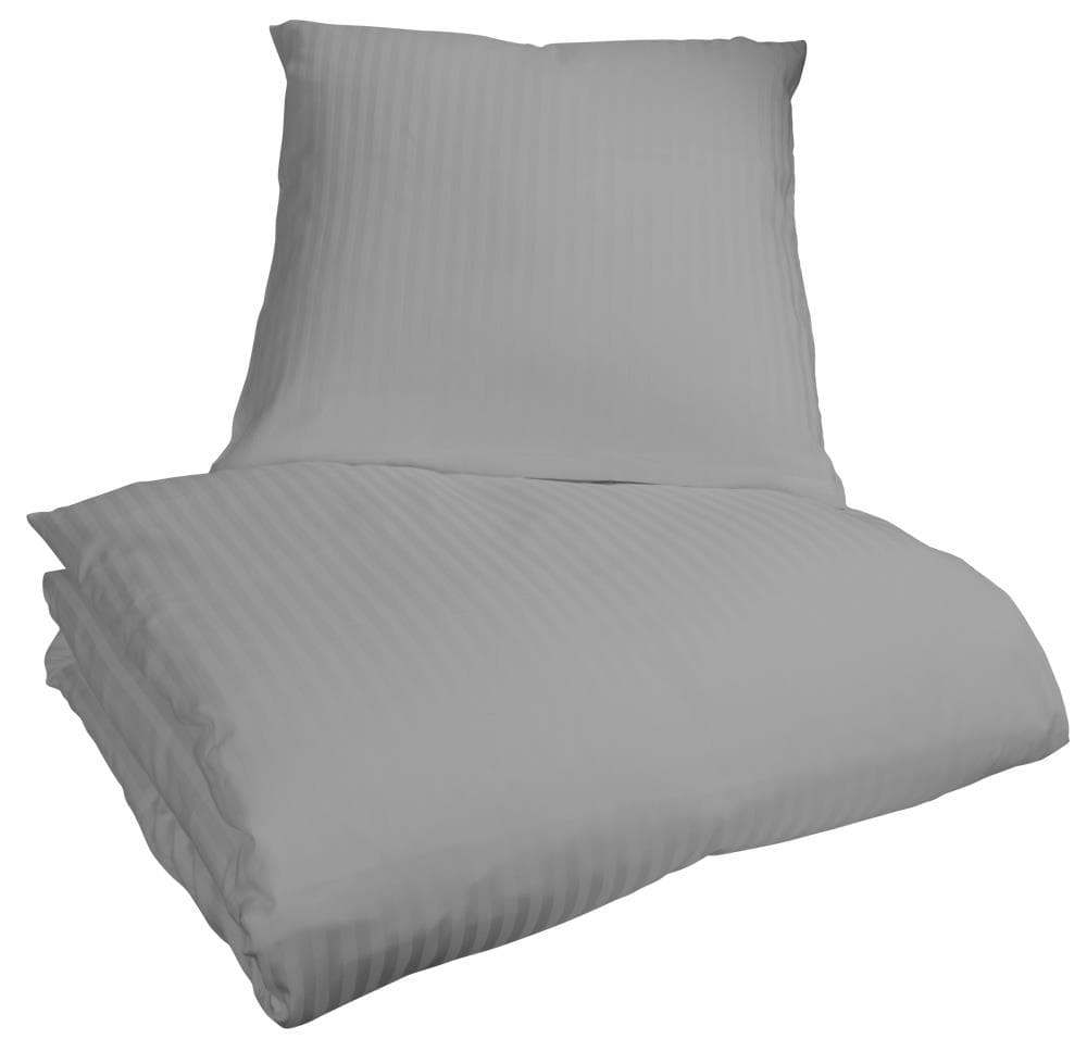 Påslakanset - Hotell-randigt - Grå med jacquardvävda ränder - 150x210 cm