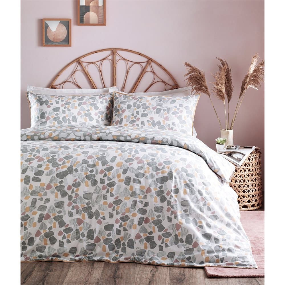 Furn Terrazo King Duvet Cover Set with Marble Stone Print Design