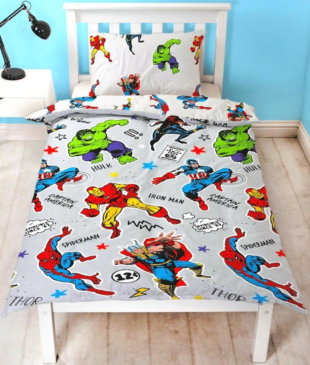 Marvel Comics Avengers Grey Duvet Cover Bed 135x200 + 48x74cm