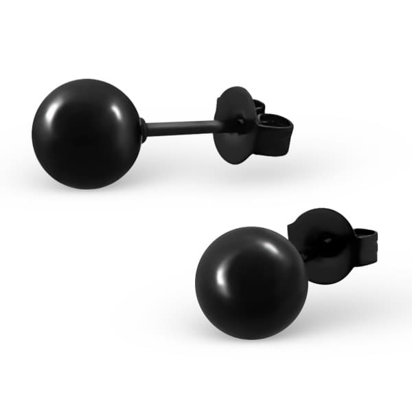 Absolut4u örhängen kula blank svart 6 mm