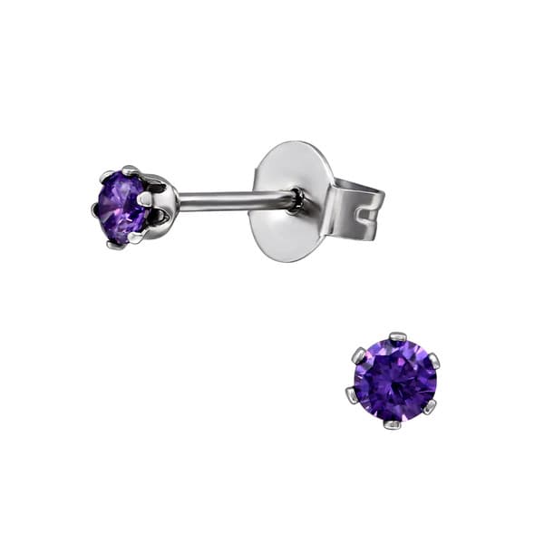 ZAALAC Ear stud w crystal 3 mm