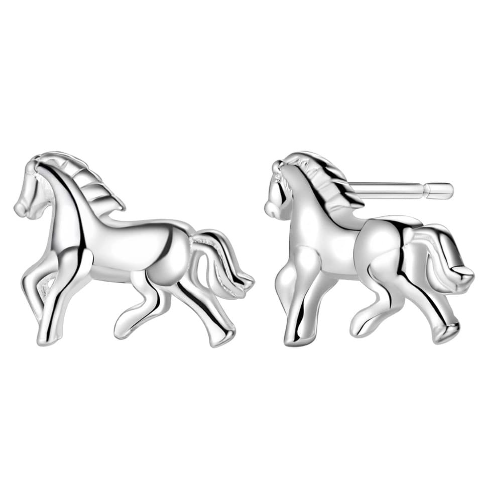 Gulliga Silver Stud Örhängen - Söta Hästar