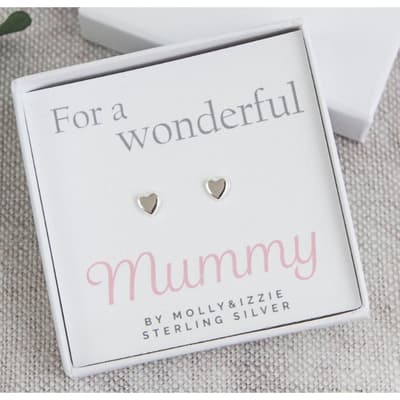 Mother Heart Sterling Silver Stud Earrings