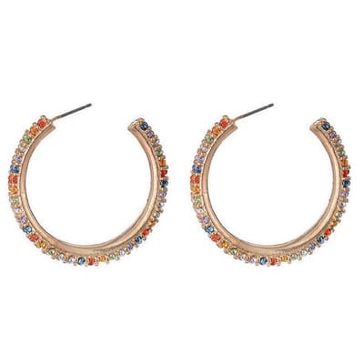 Sparkle Womens/Ladies Gem Stone Hoop Earrings