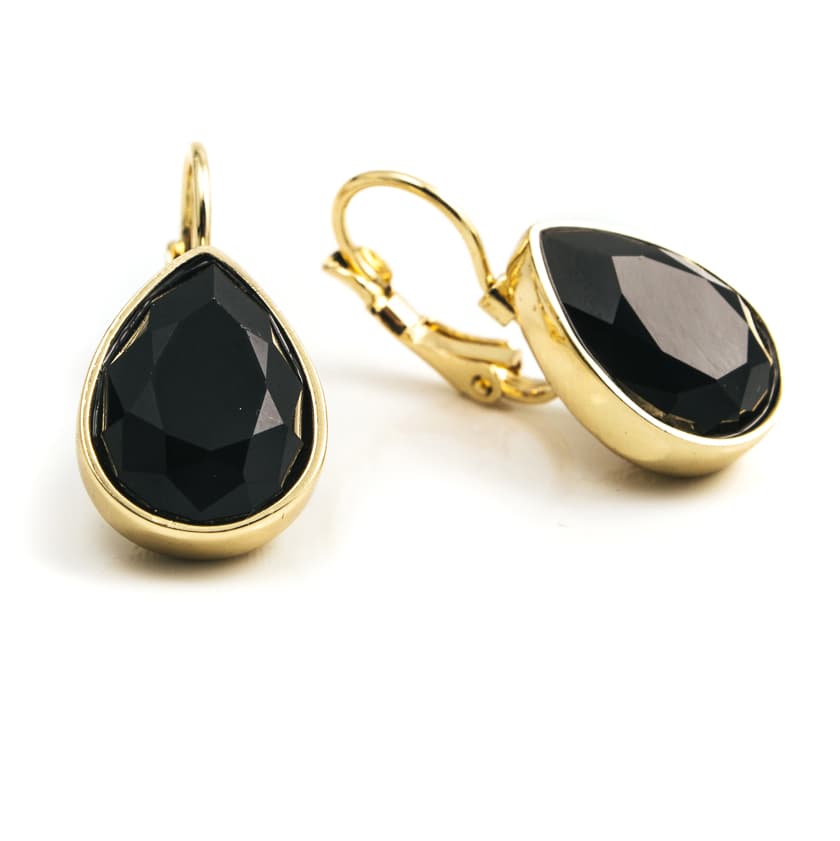 Glam teardrop Örhängen , Black gold