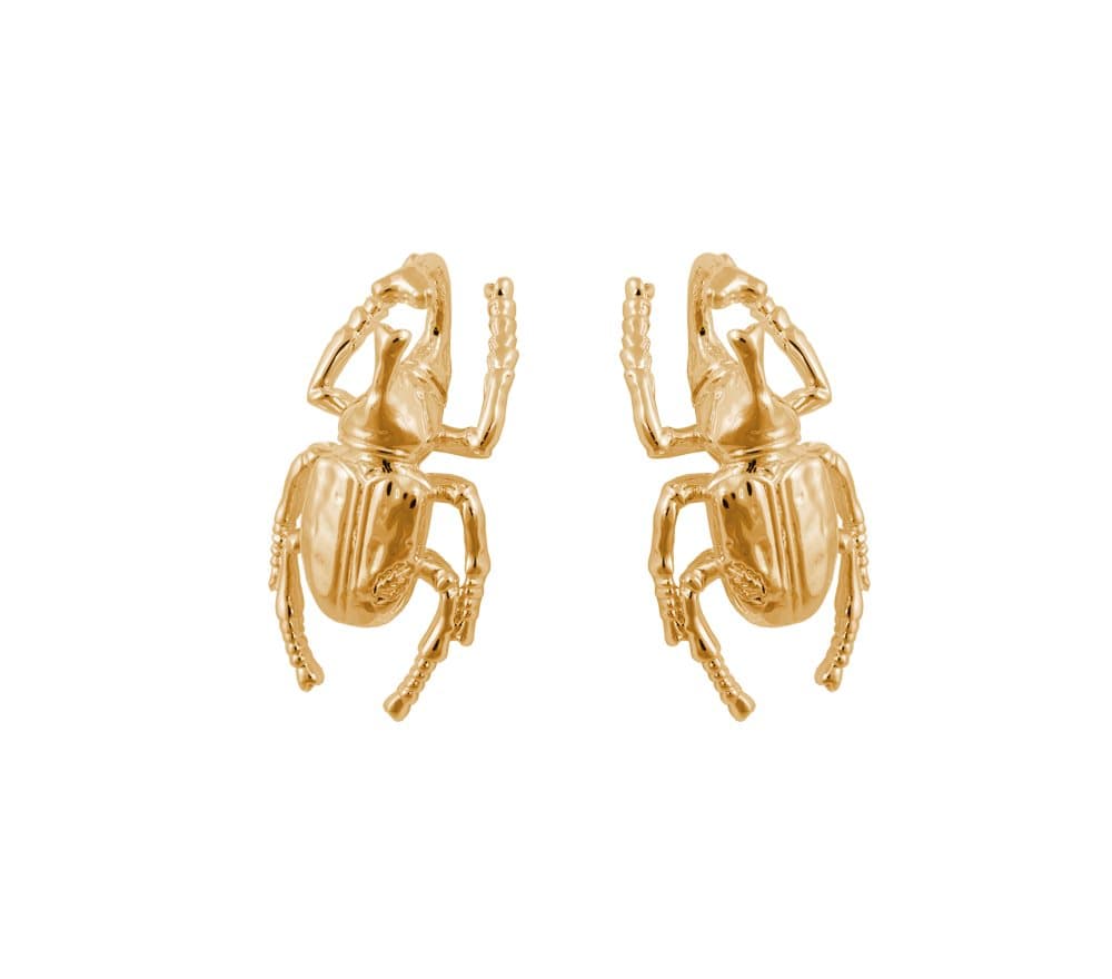 Ioaku Beetle Earrings Alloy Gold