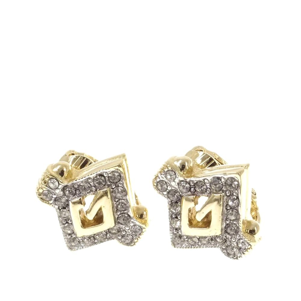 Givenchy G Logo Rhinestone Earrings Gold