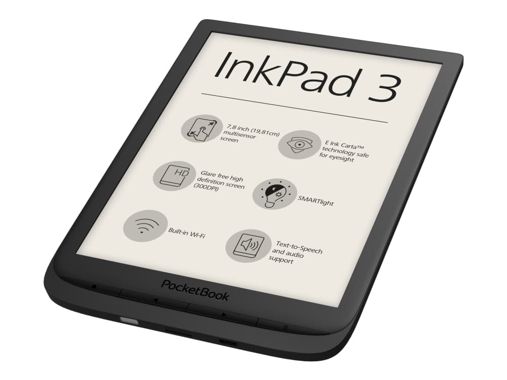 PocketBook InkPad 3 - eBook-läsare - 8 GB - 7.8" monokrom E Ink Carta (1872 x 1404) - pekskärm - microSD-kortplats - Wi-Fi - svart