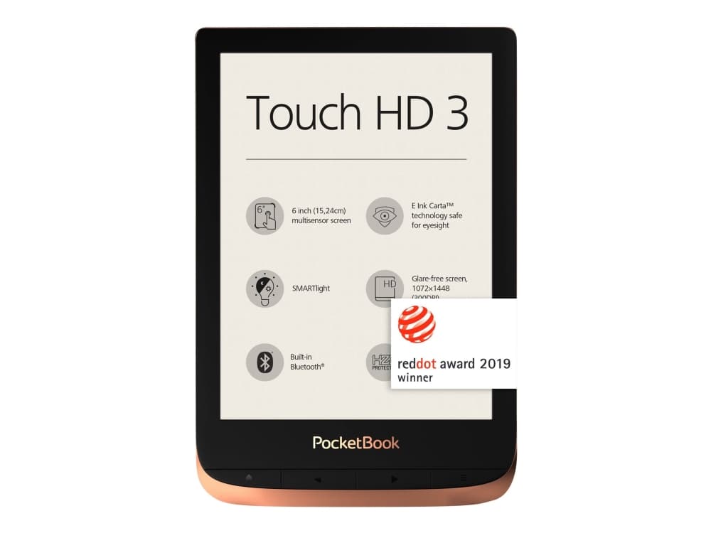 PocketBook Touch HD 3 - eBook-läsare - 16 GB - 6" monokrom E Ink Carta (1072 x 1448) - pekskärm - Bluetooth, Wi-Fi - kryddig koppar