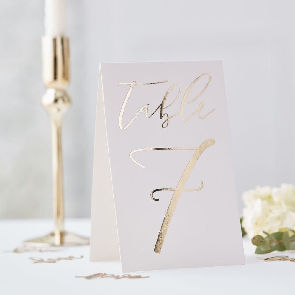 Bordsnumreringskort - Gold wedding