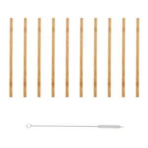 Bambi Bamboo sugrör natrural 10 pack med borste i SS 0,8*20 cm