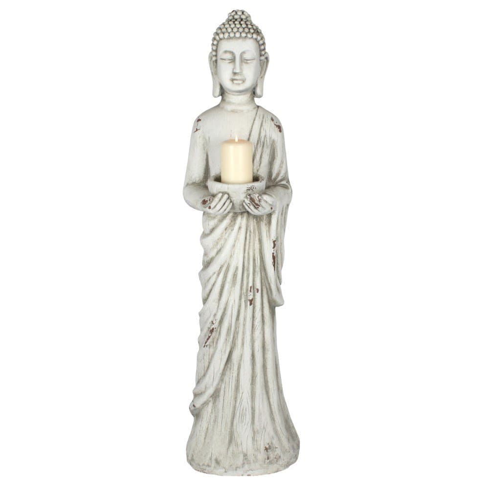 XXL 106cm Stående Buddha med integrerad ljushållare