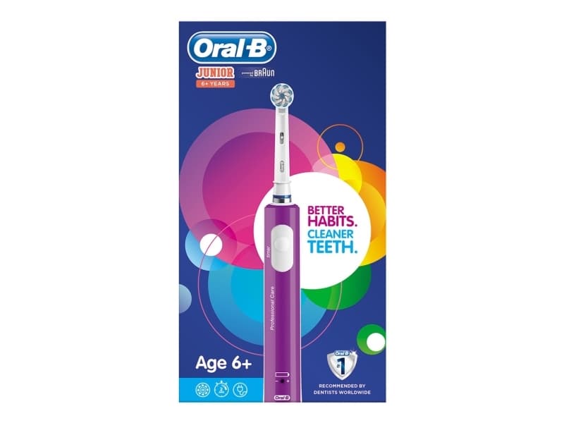 Oral-B Junior 6+, Barn, Lila, Vit, 2 min,30 sec, 6 År, Batteri, 1 styck