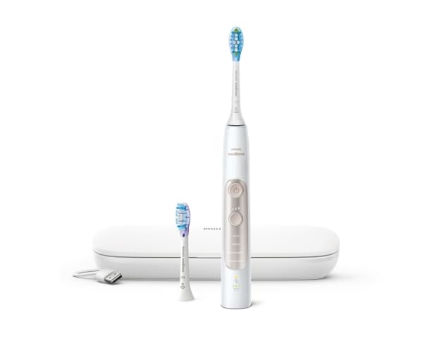 Philips Sonisk eltandborste med app, Vuxen, Ultraljudstandborste, Daglig vård, Djuprengöring, Gum omsorg, Tandblekning, Guld, Vit, Ergonomisk, AC/Bat