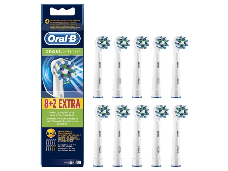 Oral-B CrossAction 80250712 tannbørstehode 10 stykker Blå, Grønn, Hvit