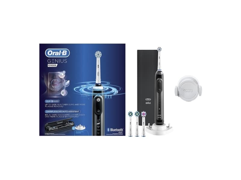 Oral-B Toothbrush Genius 10100S For adults, Rechargeable, Teeth brushing modes 6, Number of brush heads included 4, Black
