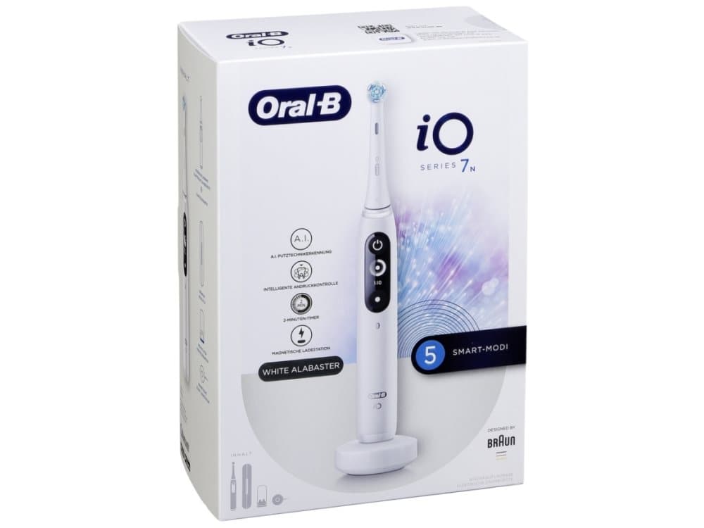 Oral-B iO Series 7N, Voksen, Vibrerende tandbørste, Daglig pleje, Dyb rensning, Gum pleje, Sensitiv, Blegning, Hvid, 2 min, Rund