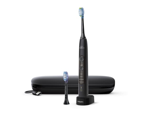 Philips Sonicare Sonisk eltandbørste med app, Sonisk tandbørste, 62000 Omdrejninger pr. minut, Dyb rensning, Blegning, Sort, AC/Batteri, Indbygget ba