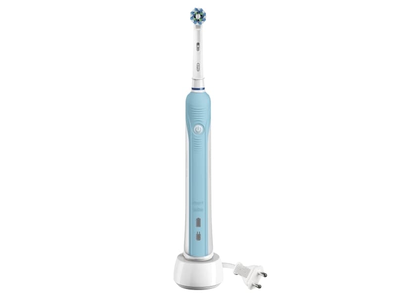 Oral-B PRO 700 CrossAction, Voksen, Roterende, pulserende tandbørste, Daglig pleje, Blå, Hvid, Batteri, Indbygget