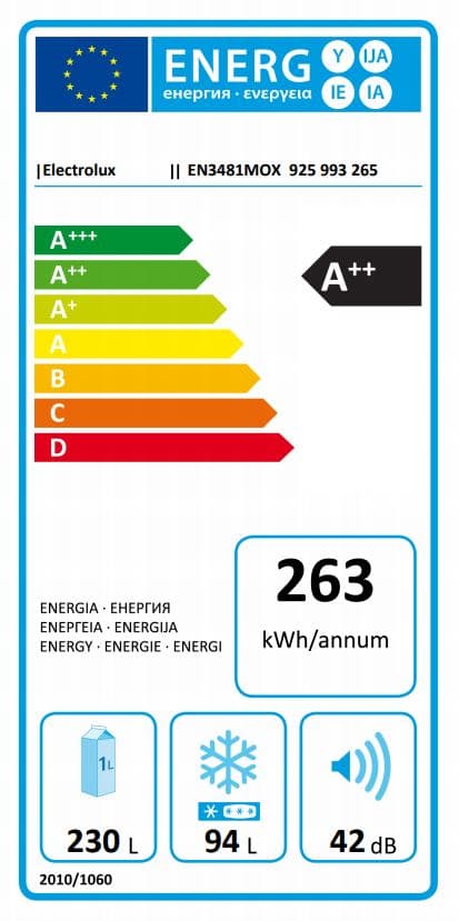 A++ Electrolux kyl/frys EN3481MOX