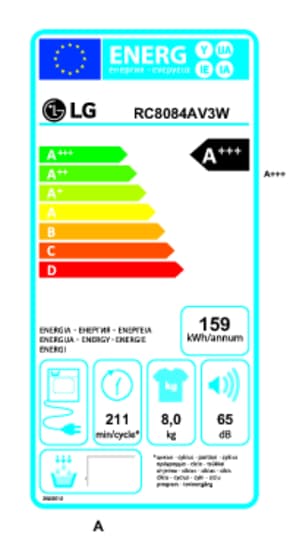 A+++ LG torktumlare RC8084AV3W