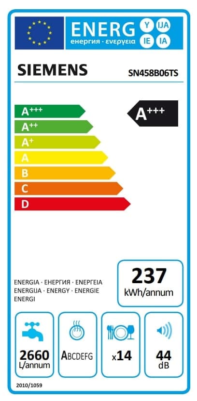 A+++ Siemens diskmaskin SN458B06TS Black Steel