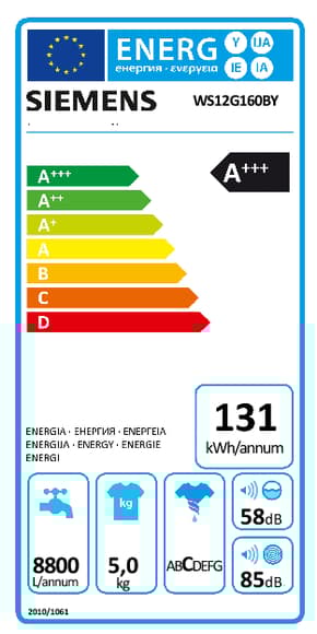 A+++ Siemens tvättmaskin WS12G160BY