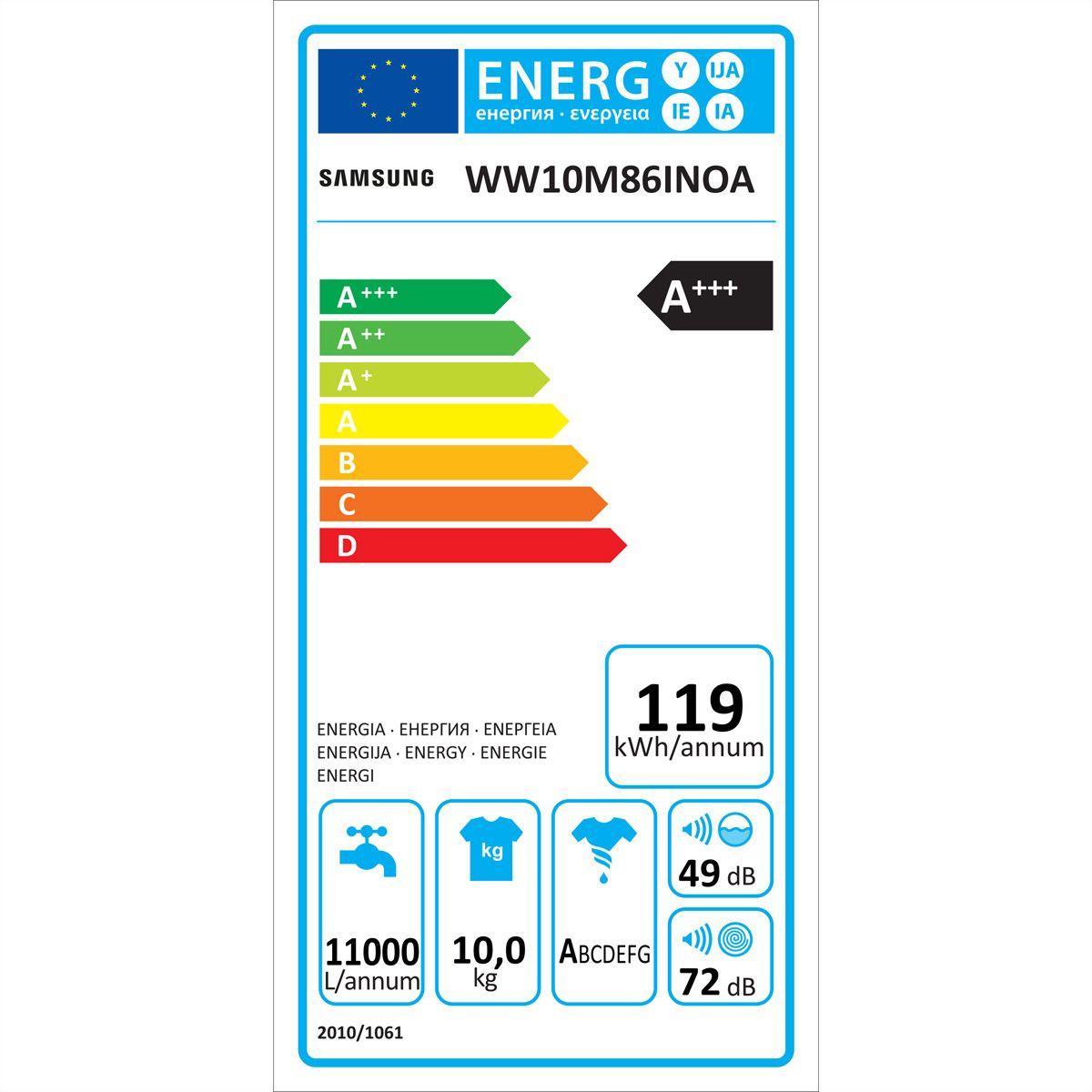 A+++ Samsung tvättmaskin AddWash WW10M86INOA/EE