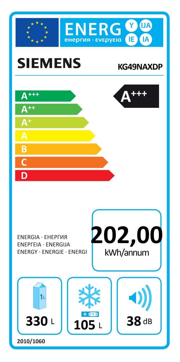 A+++ Siemens kyl/frys KG49NAXDP Black Steel