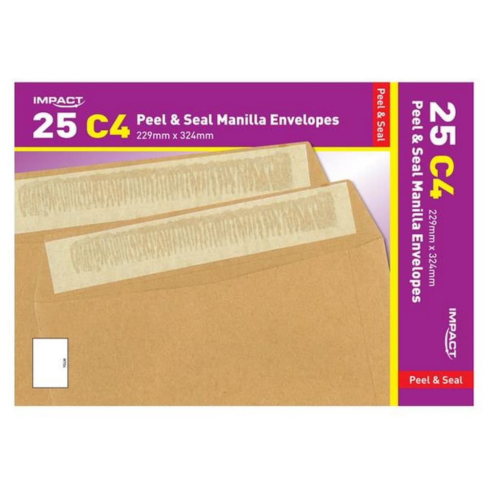 Impact C4 skal och försegla manilla kuvert (paket med 25)