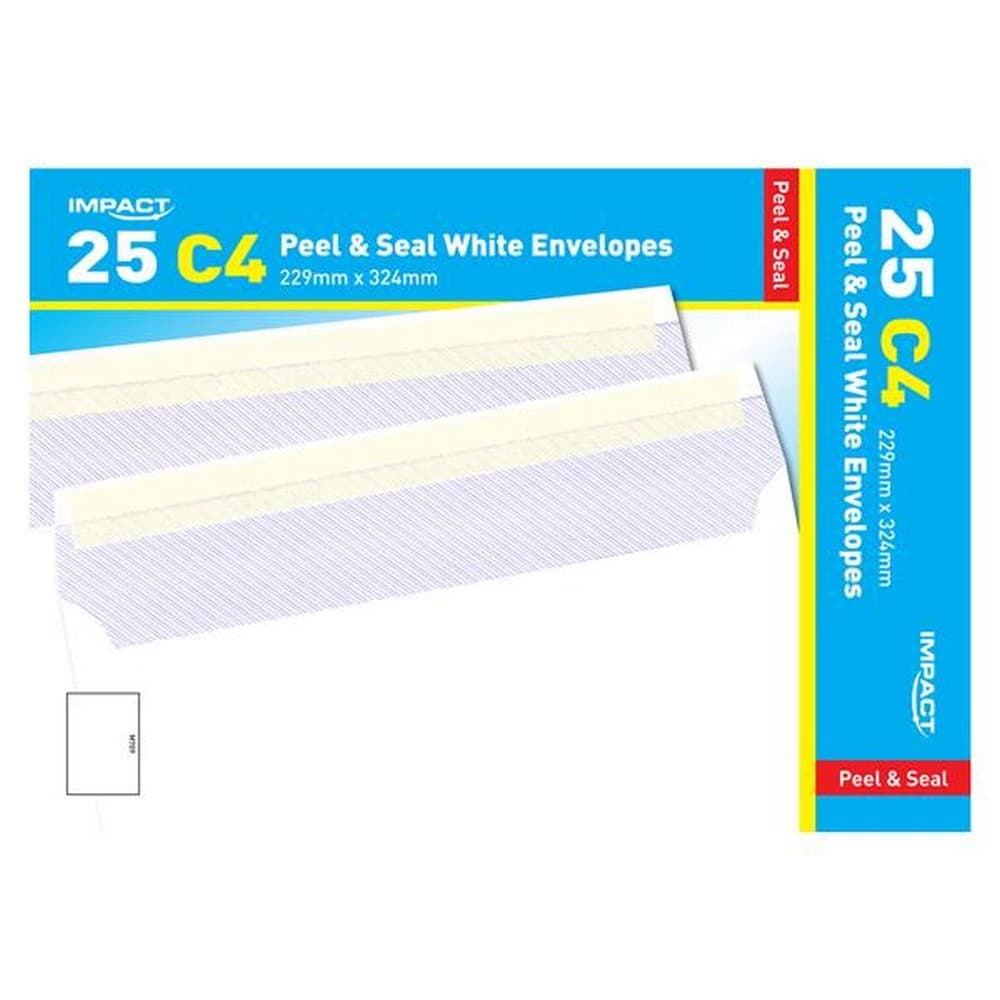 Impact C4 Peel & Seal White kuvert (paket med 25)