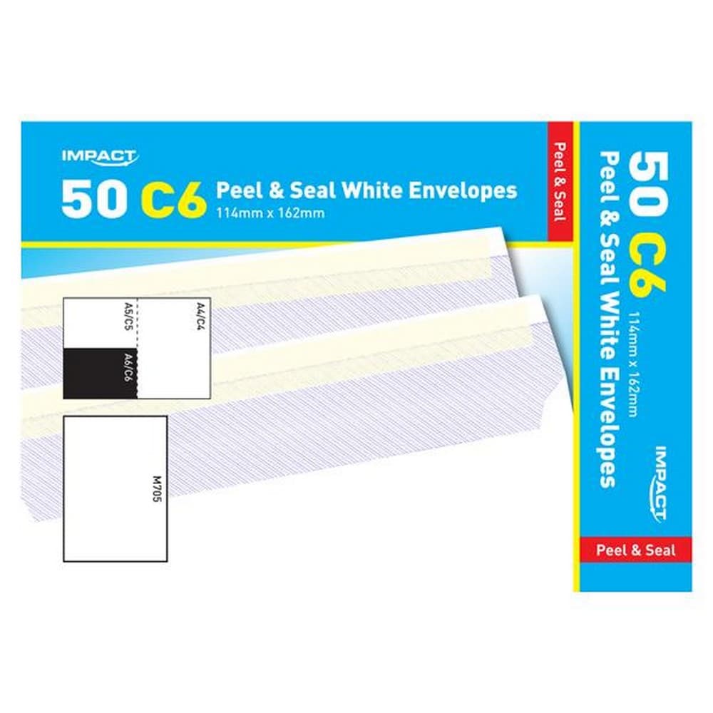 Impact C6 Peel & Seal White kuvert (paket med 50)