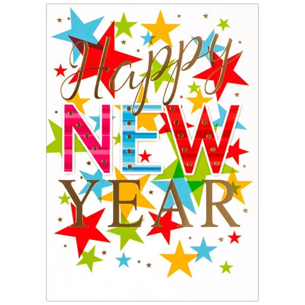 Simon Elvin Stars New Year Wishes Cards (Pack of 6)