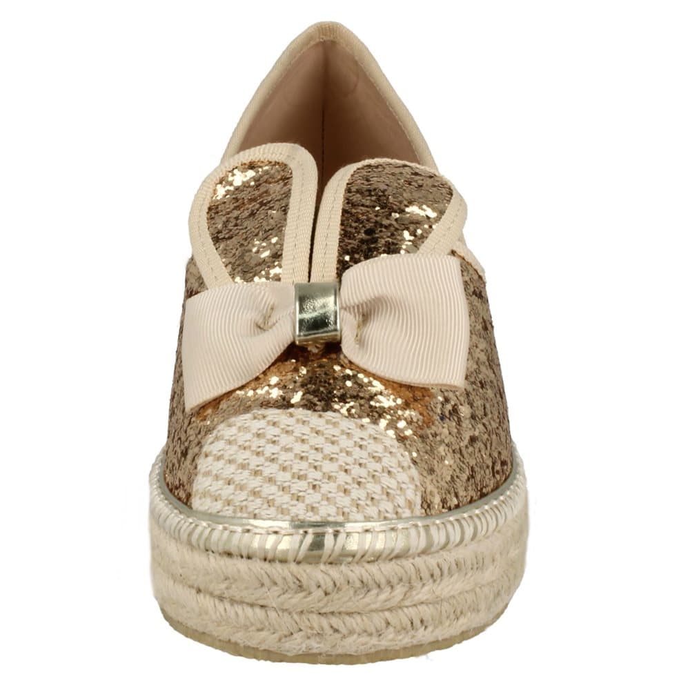 Spot On Womens/Ladies Bunny Ears Bow Glitter Espadrilles