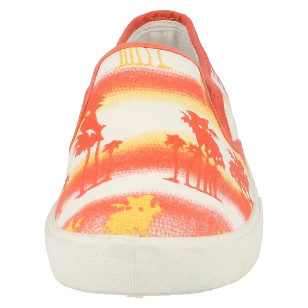 Spot On Womens/Ladies Tropical Palm Tree Slip On Casual Plimsolls