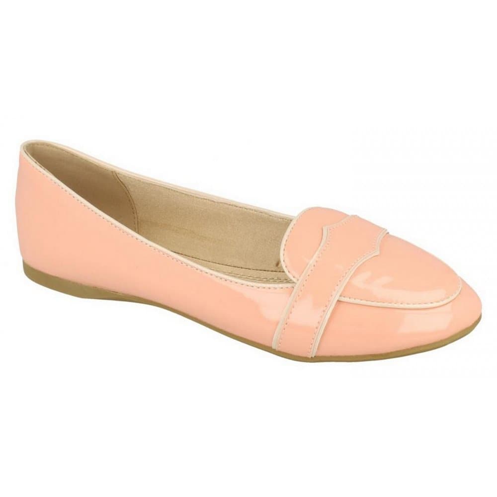 Spot On Womens/Ladies Patent Flat Casual Moccasins