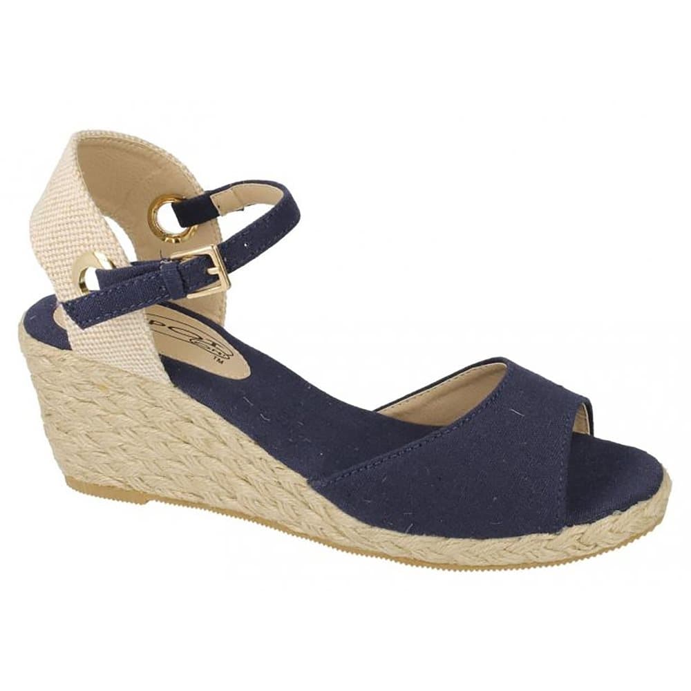 Spot On Womens/Ladies Mid Wedge Espadrille Canvas Summer Shoes