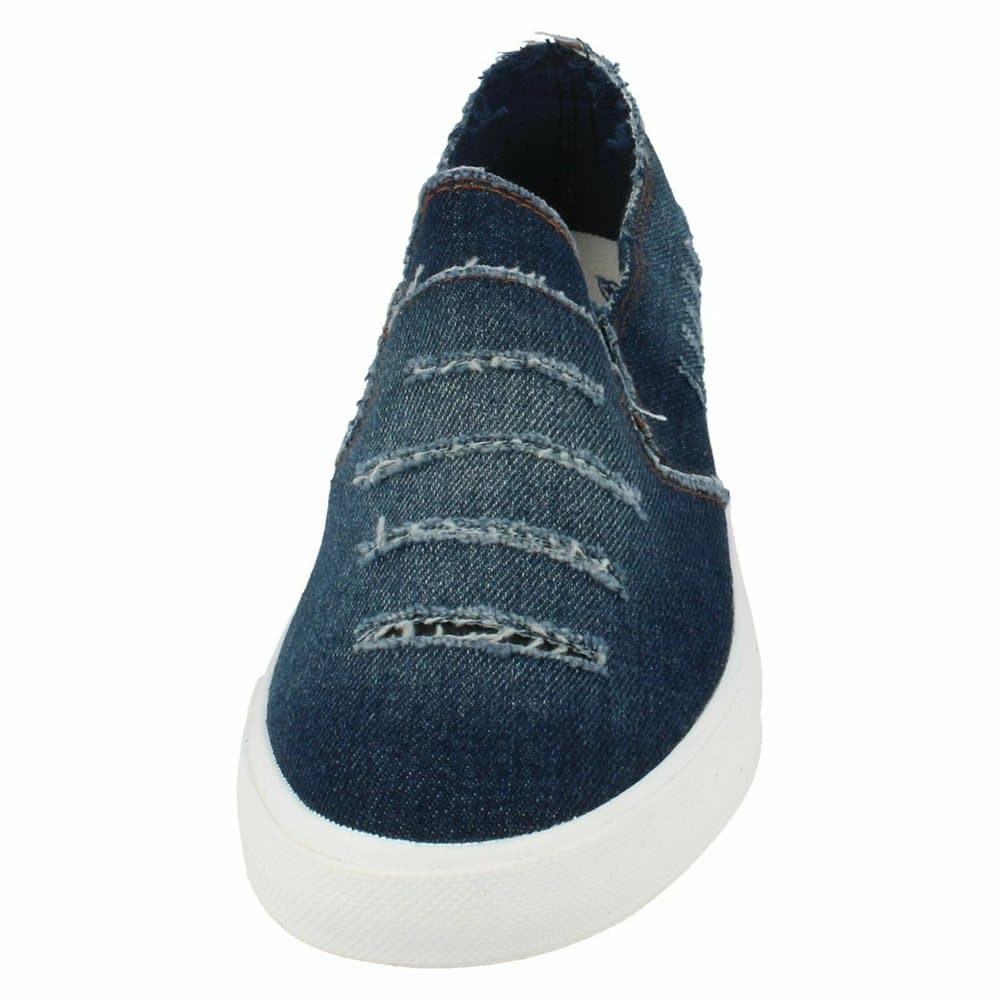 Spot On Womens/Ladies Distressed Denim Slip On Shoes