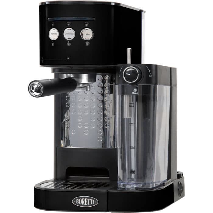 BORETTI B400 Espressomaskin 15 barer - Cappuccino och latte med mjölkskum - Svart