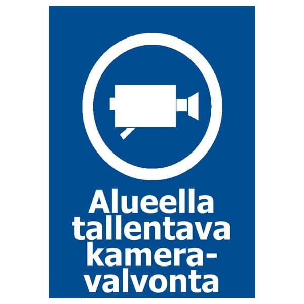 Alueella tallentava kameravalvonta 20x15cm -tarra