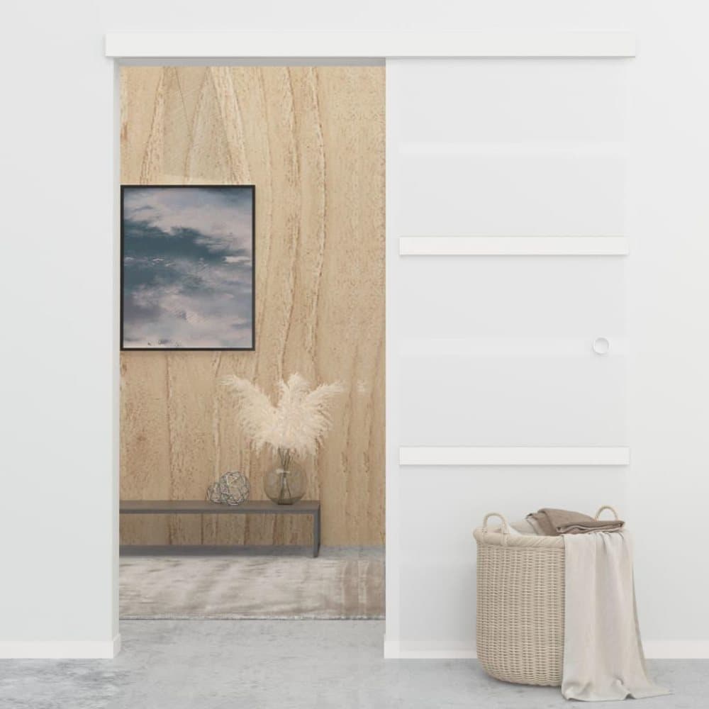 vidaXL skydedør sikkerhedsglas og aluminium 76x205 cm sølvfarvet