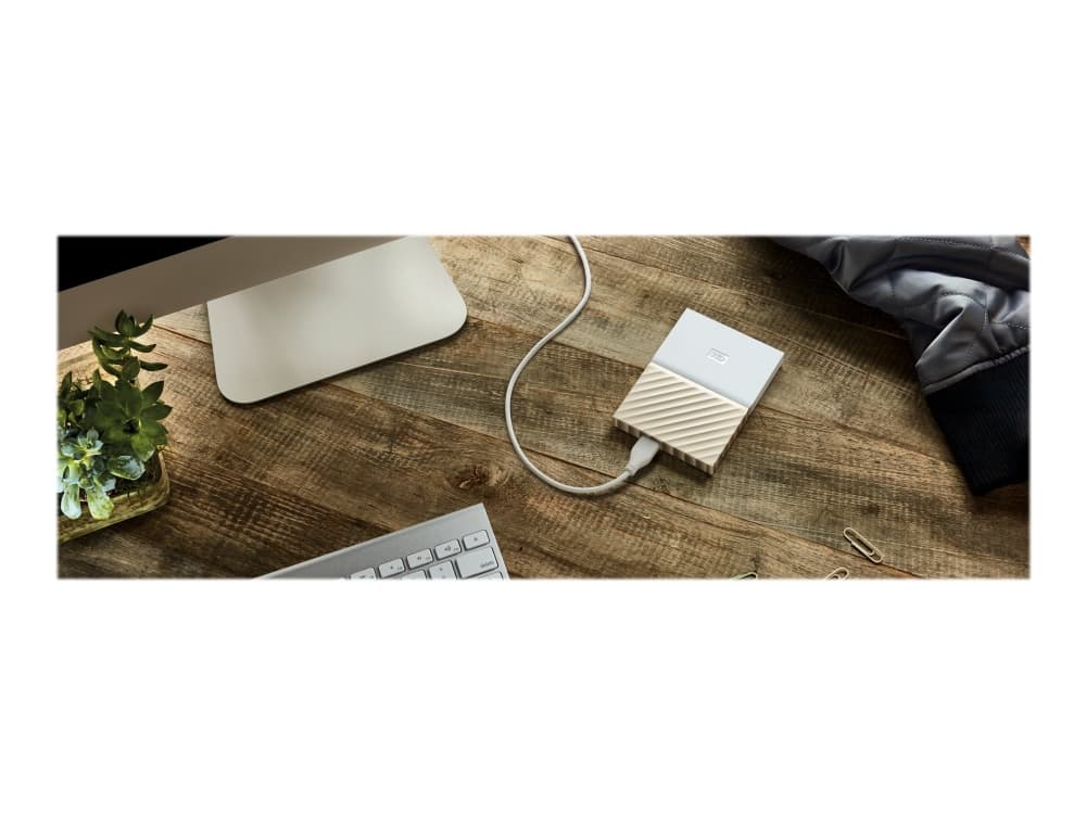 WD My Passport Ultra WDBTLG0020BGD - Harddisk - kryptert - 2 TB - ekstern (bærbar) - USB 3.0 - 256-bit AES - hvitt gull