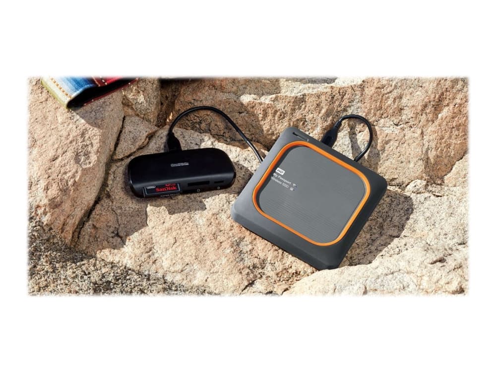 Western Digital My Passport Wireless, 2000 GB, USB Type-A, 3.2 Gen 1 (3.1 Gen 1), 390 MB/s, Lösenordsskydd, Svart, Orange
