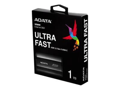 ADATA SE800 - Solid State Drive - 1 TB - ekstern (bærbar) - USB 3.2 Gen 2 (USB-C kontakt) - svart